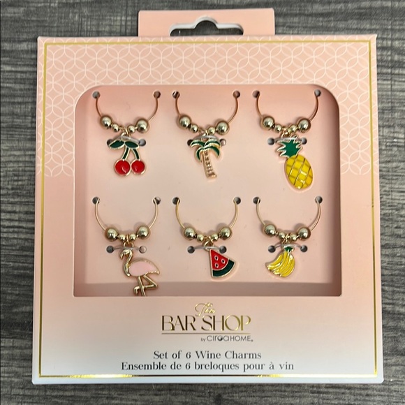 🍷Wine Charms Set of 6 🍉🍒🍍🦩 - Picture 1 of 4
